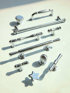 轻奢欧式简约银色黄铜拉手门把手橱柜衣柜抽屉柜子长手柄