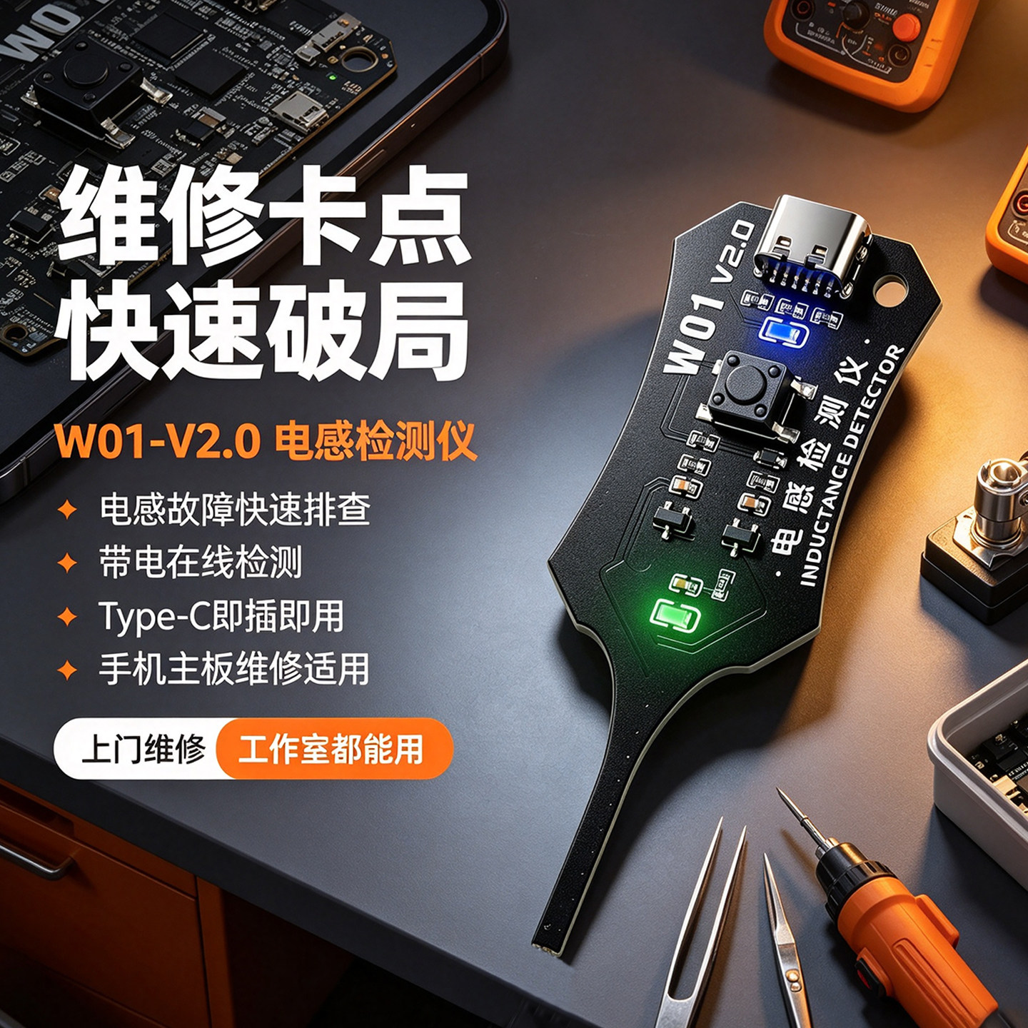 W01电感测试仪手机主板故障排查图片