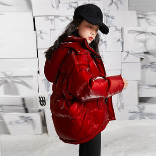 女童红色羽绒服2025蛇年新款中大童洋气喜庆拜年服新年装冬装外套