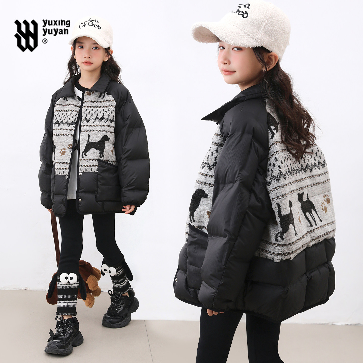 女童羽绒服2026冬季新款中大儿童洋气时髦拼接款冬装加厚保暖外套