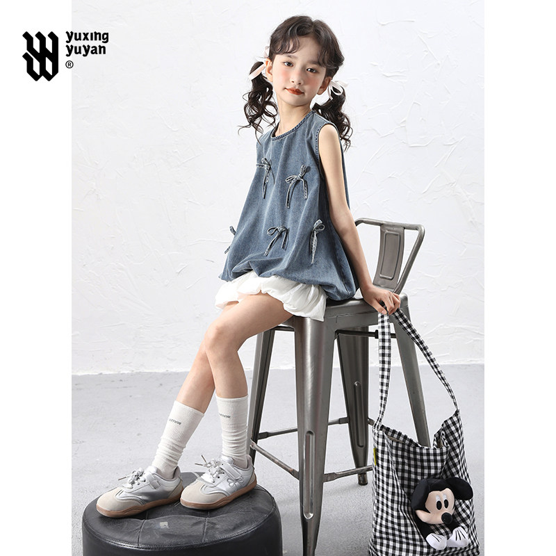 女童无袖套装2026夏季新款中大儿童洋气超好看的花苞裤夏装两件套图片