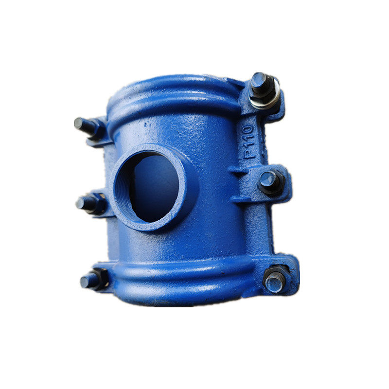 适用抢修三通接口增铸铁两卡开边合式直销内丝分水哈夫节接头分水