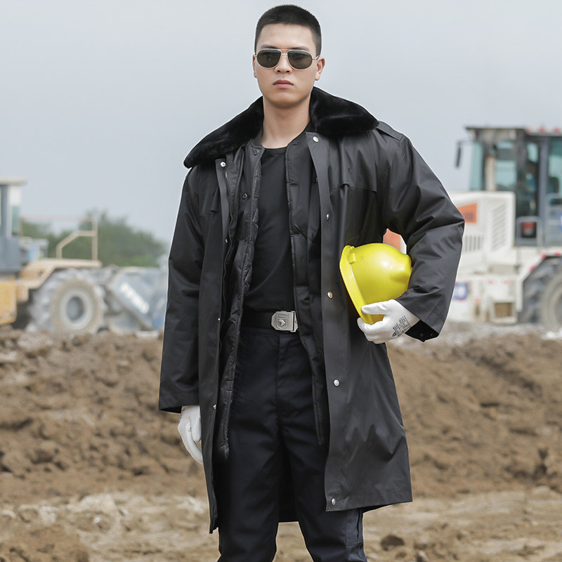 2021户外军迷黑色长款风衣冬季防风防水抗寒作战男特战加厚棉服