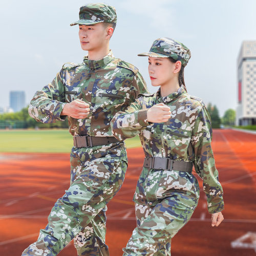 夏季新式军绿迷彩服套装男薄款