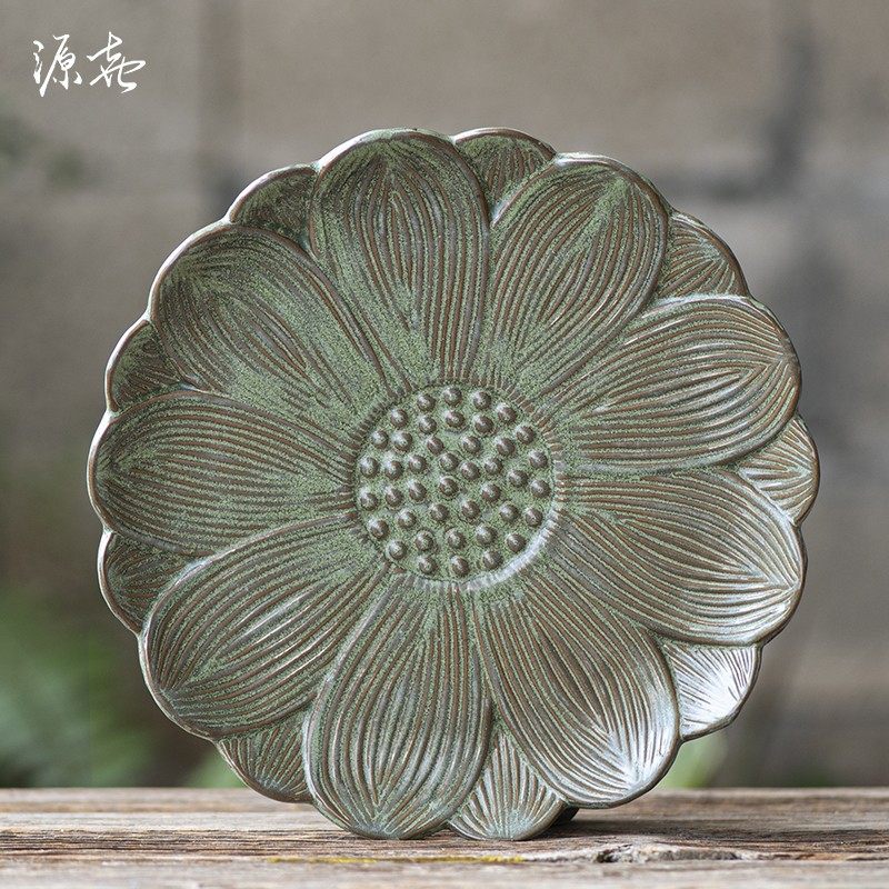 苔藓球巴西木托盘花盆陶瓷接水盘大号圆形波浪口荷花盆栽大垫底盘