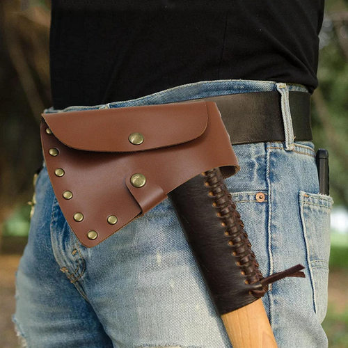 户外露营砍柴斧头保护套 园林斧子工具皮套 斧子利刃盖头小包