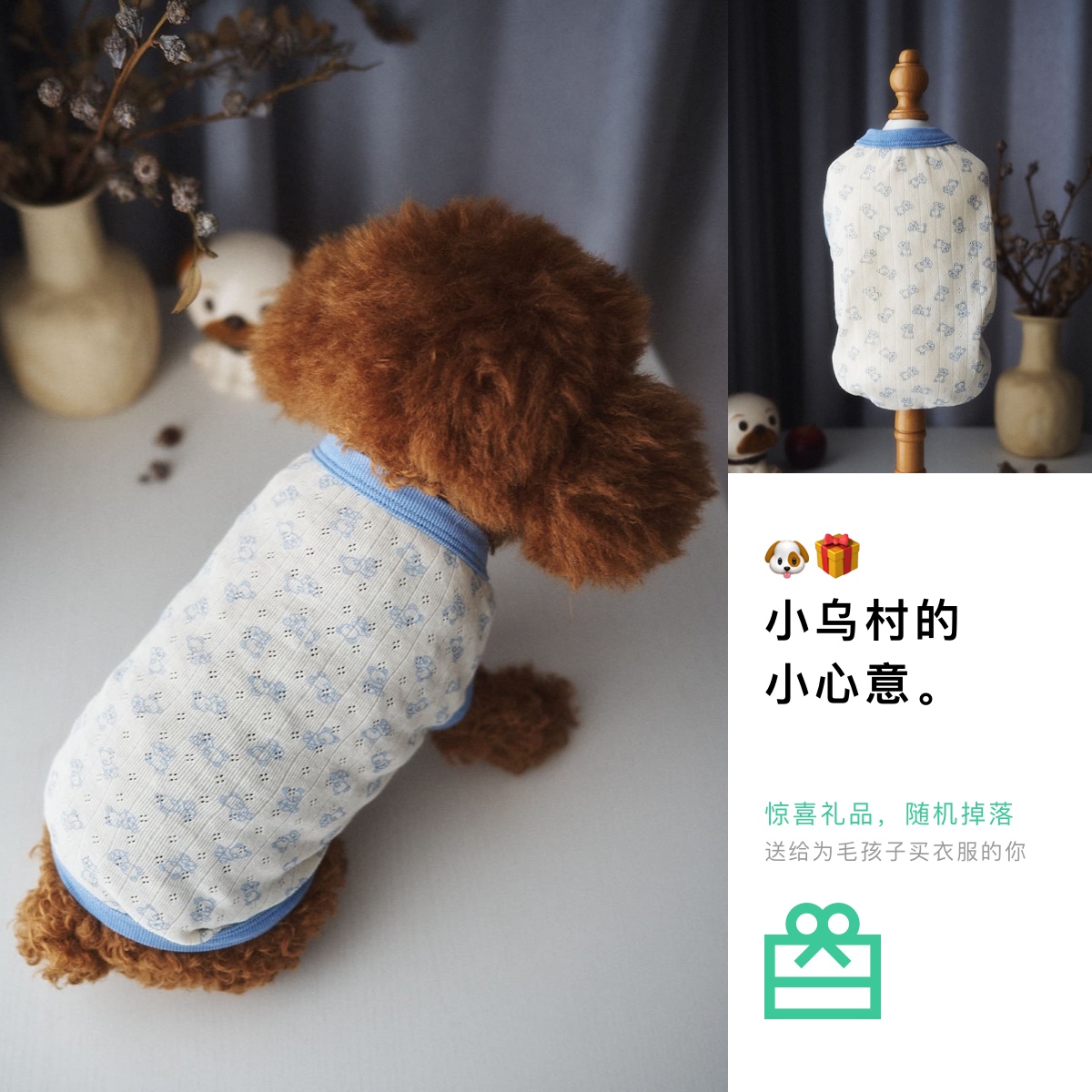 DU宠物服装猫狗轻薄透气背心纯棉小熊印花约克夏比熊泰迪巴哥T恤