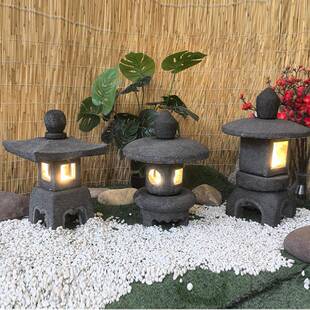 石灯笼日式庭院灯中式石头灯电石灯户外花园林枯山水景观石灯摆件