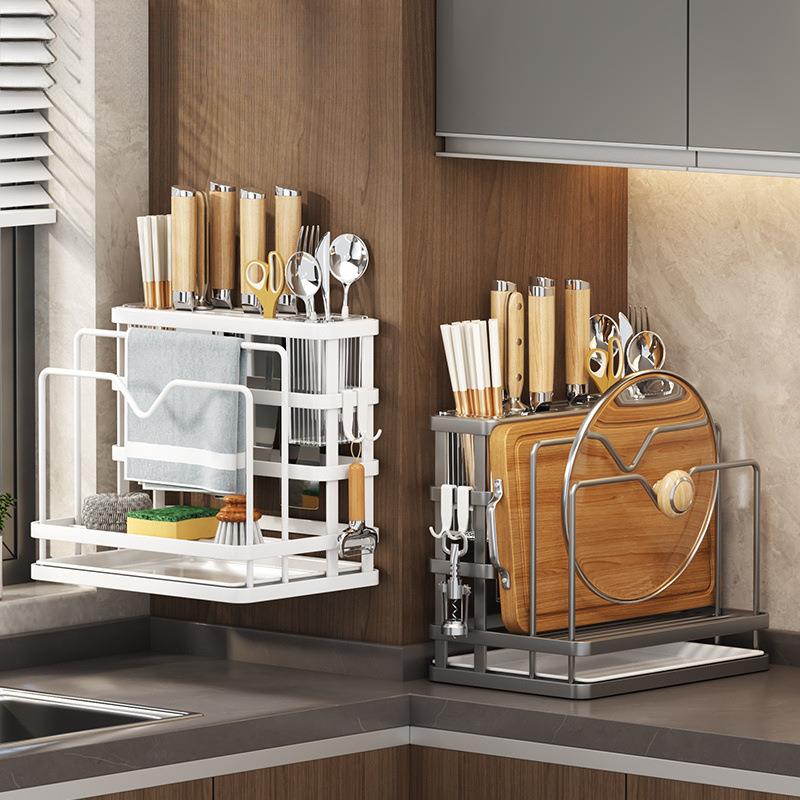一体刀具厨房刀架置物架菜刀新款放收纳壁挂式筷子筒菜板筷笼