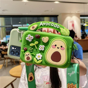 斜挎牛油果oppoa55手机壳a56可背reno8一体a53零钱包a32带钱包 a57卡通5g硅胶a92s背带斜跨findx5 a11x背包式