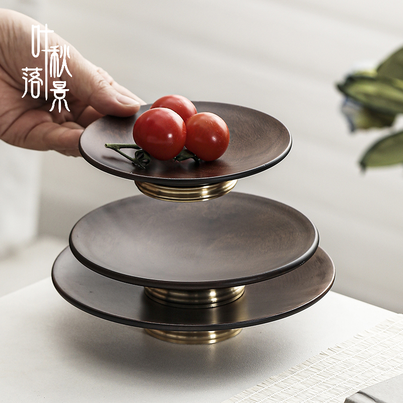 中式胡桃木果盘家用高脚水果盘
