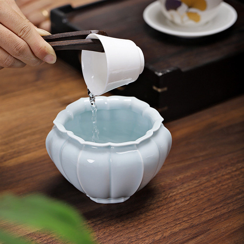 茶洗家用陶瓷茶渣缸桌面水盂建水茶水缸废水桶杯洗功夫茶道配件
