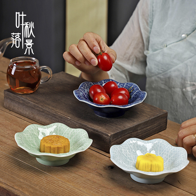 陶瓷新中式茶点盘水果盘糕点盘结婚酒店茶室会客摆盘零食盘干果盘