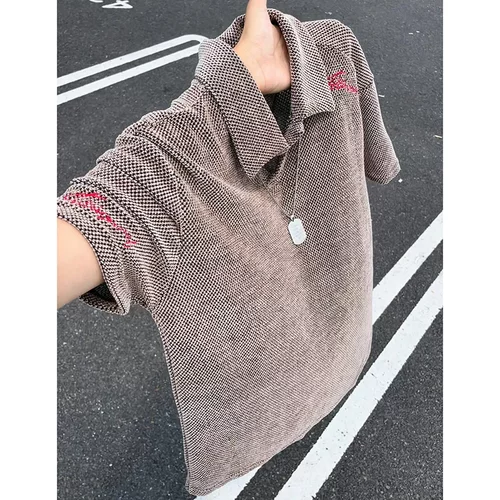龙鳞纹海鸥领polo衫短袖男夏季
