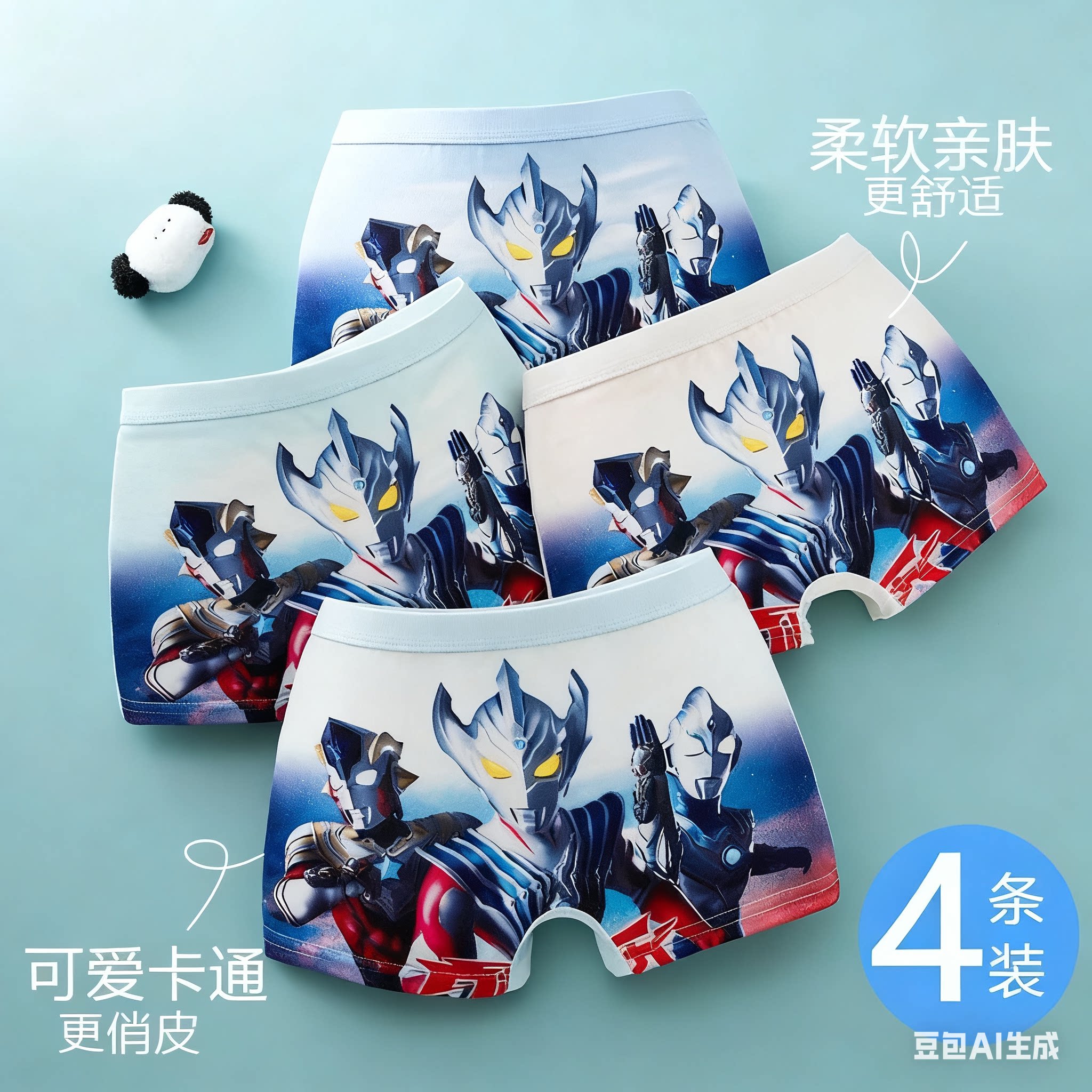 2026男童内裤小孩奥特曼卡通舒适新款儿童男孩宝宝四角平角裤短裤