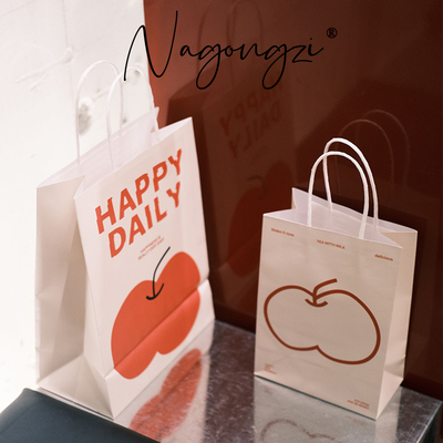 失落红苹果烘焙手提袋甜品打包袋定制面包蛋糕店外卖小袋牛皮纸袋