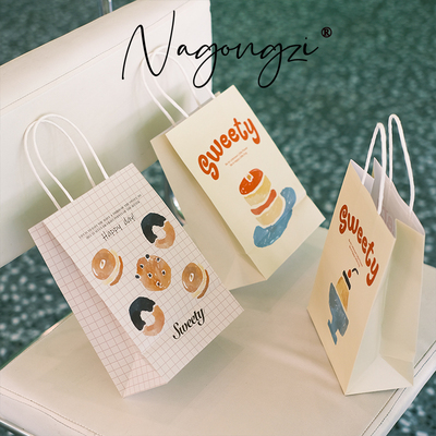 烘焙手提袋甜品打包袋定制面包蛋糕店外卖小袋子牛皮纸袋印刷logo