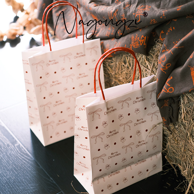 红色丝带圣诞礼物袋包装袋圣诞树夜圣诞袋礼物手提袋袋礼品袋logo