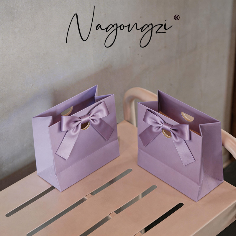 高端婚礼喜糖纸袋现货彩色蝴蝶结礼品袋白卡纸首饰袋喜糖袋logo