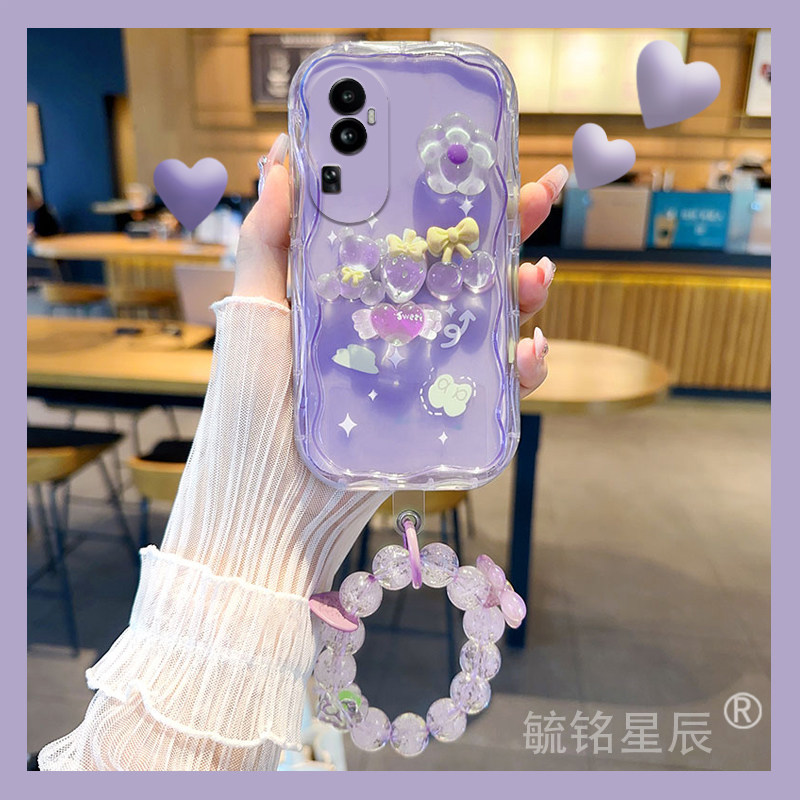 新款紫色小熊花朵适用OPPOReno10手机壳Reno9Pro旋转Reno10pro+解压Reno8Pro十可爱透明硅胶的防摔女气囊防摔高性价比高么？