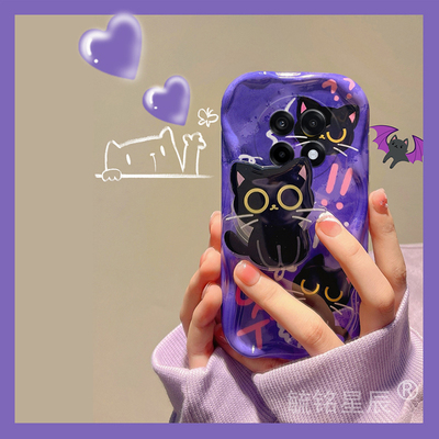 适用一加ace5手机壳ace5pro新款ace3可爱3v猫咪2v紫色2pro带支架的竞速版透明13软硅胶的13t情侣12卡通高级感