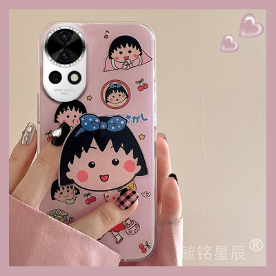 适用华为nova13手机壳12活力版11ultra樱桃小丸子10se带支架的9pro防摔8可爱7新款6小众5i卡通5z硅胶全包小众
