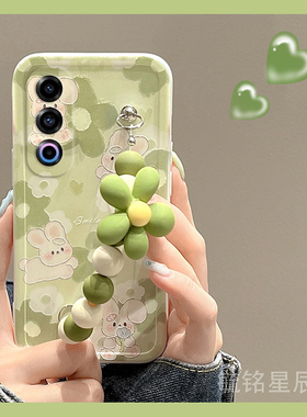 新款绿色花朵兔子适用魅族21Note手机壳21infinity无界版20Classic可爱20INFINITY情侣手腕带链条硅胶透明的