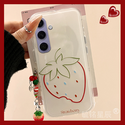 适用三星s25手机壳s24ultra十s23韩风s22+可爱s23fe线条s21草莓s20带挂件s10e简约s9网红s8情侣防摔硅胶软壳