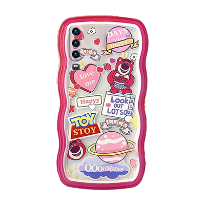 新款可爱草莓熊适用华为P30Pro手机壳P20Pro情侣p30爱心p20波浪边por软硅胶的透明腕带手链条全包防摔p3o女款