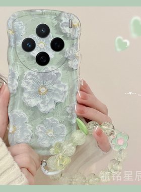 适用vivox200手机壳x200s新款x100油画x200promini绿色x90花朵x23透明的x60硅胶x27波浪边s30气囊s20情侣全包