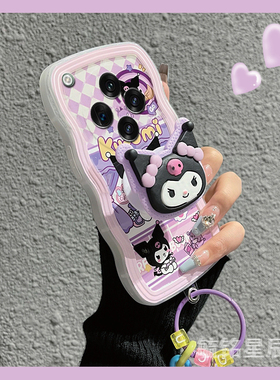 波浪边新款紫色库洛米适用oppofindx8手机壳findx7带支架findx6气囊x5透明findx8pro卡通x8ultra吊坠保护套x3