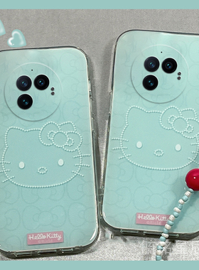 适用vivoxfold3手机壳翻盖xfold3pro折叠屏xfold2新款xflip蓝色KT猫xfold十＋折叠款可爱带挂绳的HelloKitty