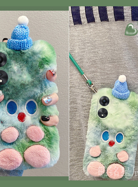 适用oppoa58手机壳a58x毛绒a57绿色a56s圣诞a55小怪兽a53防摔的a52带挂绳a36腕带a35秋冬a32超火a11/a9x/a5a8