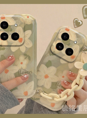 适用小米15手机壳14ultra气垫14tpro新款15spro绿色13花朵12腕带civi4手链条3防摔2全包ins风11小众软高级感9