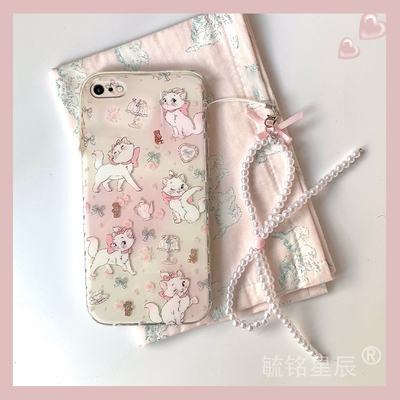 适用苹果8手机壳iphone7plus可爱se3粉色2玛丽猫6带挂绳的6splus小碎花6s女生5透明4新款xsmax超火全包防摔xr