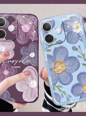 适用oppok13turbopro手机壳k13x秋冬k13s新款k12s油画k11x紫色k12plus花朵k3透明k10硅胶k9x情侣k7小众女ins