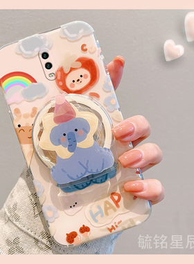 新款可爱蓝色大象适用OPPOR17Pro手机壳R11透明R15梦镜版R15x硅胶R11st带支架的R9防摔t/sk少女心s超好看Plus
