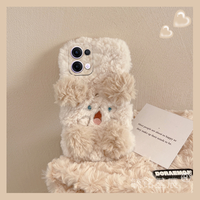 适用opporeno13手机壳12pro+十11毛绒10新款9可爱8小狗7se毛茸茸6情侣5k冬天4立体3元气版ace小众网红全包2z