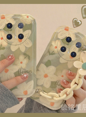 适用华为mate60pro手机壳p30气垫20pro新款9绿色10花朵p70腕带70手链条30e防摔60全包ins风nova12小众pura80