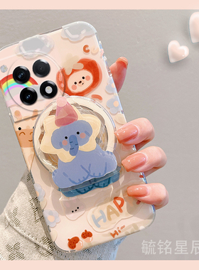 新款可爱蓝色大象适用一加Ace3pro手机壳Ace3V一加12透明Ace2V硅胶11带支架的1+Ace竞速版10防摔Ace2/OnePlus