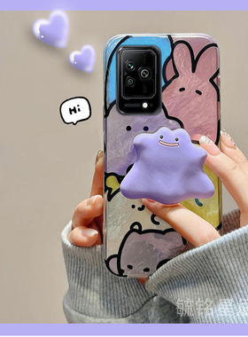 新款紫色怪兽适用小米黑鲨5手机壳5Pro透明的5RS硅胶3支架3S防摔3Pro创意4小众4s超火4SPro网红全包卡通情侣