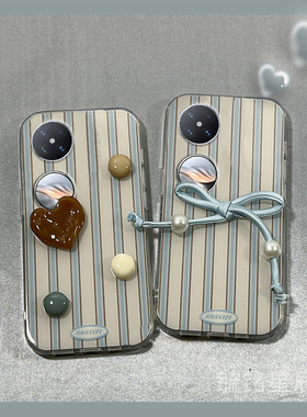 新款蓝色条纹适用华为Pocket2手机壳P60Pocket折叠屏PocketS折叠款P50New公仔matex5典藏版X3立体X2蝴蝶结Xs2