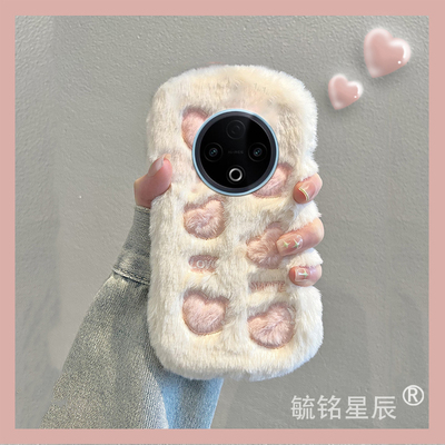 适用vivoy500手机壳y300pro/y200gt毛绒y100i秋冬y100+/c/t新款y97十y93s刺绣y85爱心y83小众y81s的y79毛茸茸