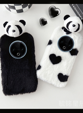 适用vivoy500手机壳y300pro/y200gt毛绒y100i新款y100+/c/t立体y97十y93s熊猫y85爱心y83黑色y81s硅胶y79防摔