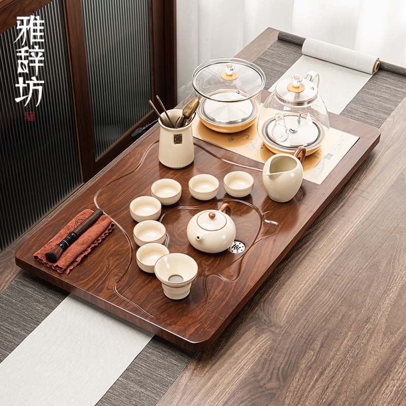 雅辞坊整套茶具套装全自动烧水壶一体茶盘家用办公室泡茶功夫茶台