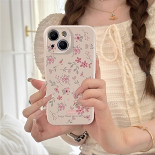 淡粉野花磨砂菲林适用苹果15promax手机壳iPhone13二合一小米14oppo12xrs全包小众华为PURA70vivoX100红米K70