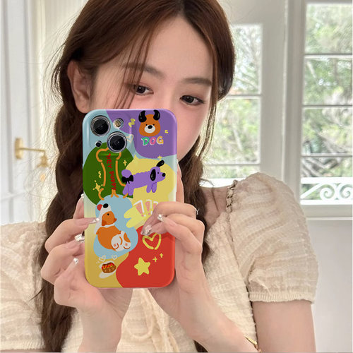 晱晱小红书同款卡通狗适用iPhone14/13pro手机壳12/11promax苹果xr/xs情侣xsmax可爱趣味7/8plus全包se3精孔x