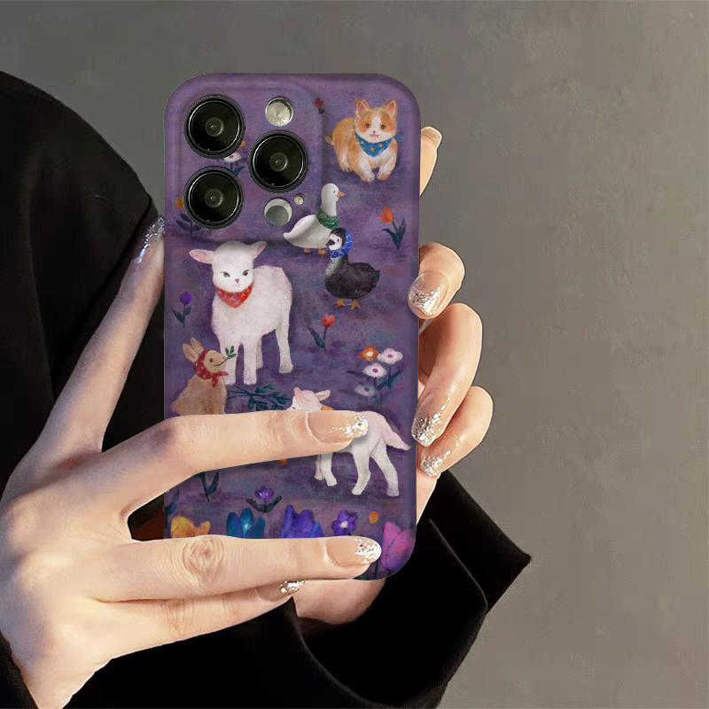 晱晱梦幻小羊适用iphone15Promax手机壳15苹果14pro菲林二合一13小众12个性14plus卡通11不撞款max全包保护套