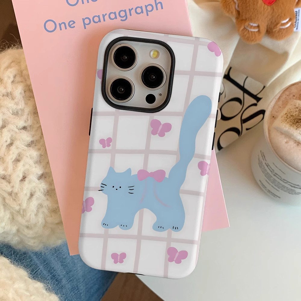 晱晱少女心猫咪二合一适用苹果15手机壳iPhone13Promax菲林华为P70防摔小米14磨砂液态12简约11不撞OP