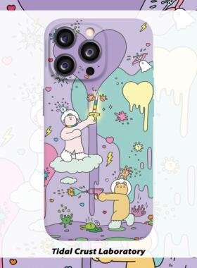 Niche晱晱欧美卡通可爱紫色插画菲林全包软手机壳适用苹果15nova10华为p50mate60pr小米14opporeno9vivo荣耀